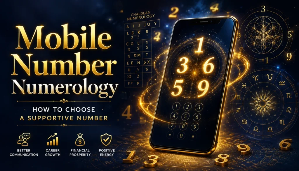 Mobile Number Numerology guide showing lucky phone numbers and Chaldean numerology vibrations